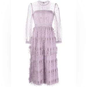 Self-portrait Lilac Tiered Lace Midi Dress